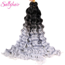 Load image into Gallery viewer, Sallyhair Synthetic Crochet Hair Deep Wave Braiding 22inch Crochet Braids Black Blue Color Bulk Hair Afro Curly Hair Extensions
