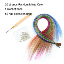 Load image into Gallery viewer, Feather Hair Extension 10Pieces Fake Hair I Tip Rainbow Synthetic Hair 16inch Hairpiece Feather for Hair Extension
