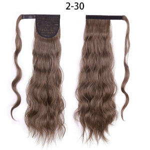 XINRAN Synthetic Long Hollywood Wave Ponytail Extension Wrap Around Ponytail Clip in Hair Extensions for Women Black Blonde Red