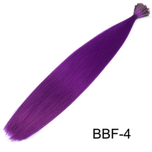 Feather Hair Extension 10Pieces Fake Hair I Tip Rainbow Synthetic Hair 16inch Hairpiece Feather for Hair Extension