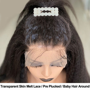 HD Transparent 13X4 Yaki Kinky Straight Lace Front Wig For Women Human Hair Wigs Pre Plucked Lace Ftrontal Wig Natural Hairline