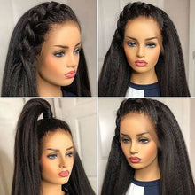 Load image into Gallery viewer, HD Transparent 13X4 Yaki Kinky Straight Lace Front Wig For Women Human Hair Wigs Pre Plucked Lace Ftrontal Wig Natural Hairline
