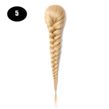 Load image into Gallery viewer, Sissi&#39;s Synthetic Hair Drawstring Rope Braids Ponytails Chignon Fishtail Ponytail Extension Purple Green Color Hairpiece
