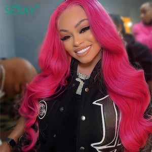 Sexay Pink Human Hair 3 Bundles With Closure Baby Hair 28 Inch Brazilian Body Wave Pre Plucked Lace Closures With Hair Bundles