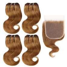 Load image into Gallery viewer, BHF Body Wave Bundles With Closure 100% Natural Remy Brazilian 50g Blonde Ombre Human Hair 4 Bundles With Closure
