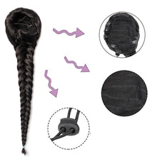 Load image into Gallery viewer, Sissi&#39;s Synthetic Hair Drawstring Rope Braids Ponytails Chignon Fishtail Ponytail Extension Purple Green Color Hairpiece
