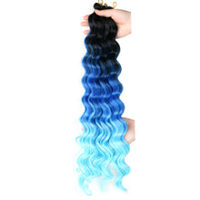 Load image into Gallery viewer, Sallyhair Synthetic Crochet Hair Deep Wave Braiding 22inch Crochet Braids Black Blue Color Bulk Hair Afro Curly Hair Extensions
