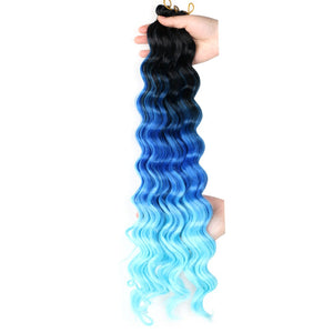 Sallyhair Synthetic Crochet Hair Deep Wave Braiding 22inch Crochet Braids Black Blue Color Bulk Hair Afro Curly Hair Extensions