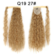 Load image into Gallery viewer, Corn Wavy Long Ponytail Synthetic Hairpiece Wrap Clip On Hair Extensions Ombre Brown Pony Tail Blonde Fack Hair
