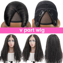 Load image into Gallery viewer, ISEE HAIR V Part Wig Human Hair Wigs For Women Curly Hair No Leave Out Side Part Wig Human Hair Mongolian Kinky Curly Wig
