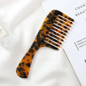 Plate Comb Leopard Print Anti-Static Hair Comb Wide Tooth Marble Hair Comb