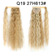 Load image into Gallery viewer, Corn Wavy Long Ponytail Synthetic Hairpiece Wrap Clip On Hair Extensions Ombre Brown Pony Tail Blonde Fack Hair
