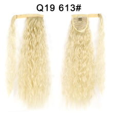 Load image into Gallery viewer, Corn Wavy Long Ponytail Synthetic Hairpiece Wrap Clip On Hair Extensions Ombre Brown Pony Tail Blonde Fack Hair
