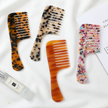 Load image into Gallery viewer, Plate Comb Leopard Print Anti-Static Hair Comb Wide Tooth Marble Hair Comb
