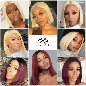 UNice Hair 4x4 Bob Closure Wig Brazilian 613 Lace Frontal Wig 13x4 Blonde Lace Front Wig Human Hair Short Ombre 99J Bob Wig