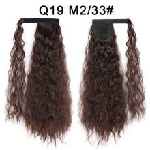 Load image into Gallery viewer, Corn Wavy Long Ponytail Synthetic Hairpiece Wrap Clip On Hair Extensions Ombre Brown Pony Tail Blonde Fack Hair
