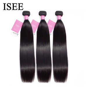 Peruvian Straight Hair Extensions Human Hair Bundles No Tangle Nature Color Can Buy 1/3/4 Bundles ISEE Hair Human Hair Bundles