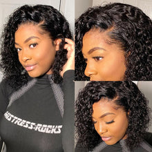 Load image into Gallery viewer, Short Curly Human Hair Bob Wig Water Lace Front Human Hair Wigs For Women Pre Plucked Peruvian Glueless 13x4 Lace Front Wig
