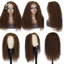 Load image into Gallery viewer, UNice Hair Color 4 Brown Lace Wig Brazilian Curly Human Hair Wig 4x0.75 Chocolate Brown Wig T Part Lace Wig Human Hair
