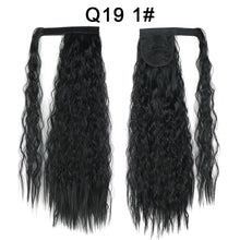 Load image into Gallery viewer, Corn Wavy Long Ponytail Synthetic Hairpiece Wrap Clip On Hair Extensions Ombre Brown Pony Tail Blonde Fack Hair
