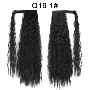 Corn Wavy Long Ponytail Synthetic Hairpiece Wrap Clip On Hair Extensions Ombre Brown Pony Tail Blonde Fack Hair