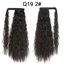 Load image into Gallery viewer, Corn Wavy Long Ponytail Synthetic Hairpiece Wrap Clip On Hair Extensions Ombre Brown Pony Tail Blonde Fack Hair

