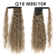 Load image into Gallery viewer, Corn Wavy Long Ponytail Synthetic Hairpiece Wrap Clip On Hair Extensions Ombre Brown Pony Tail Blonde Fack Hair
