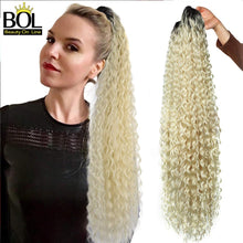 Load image into Gallery viewer, BOL Curly Ponytail Extension Human Hair Feeling Natural Hairpiece 24-32Inch Soft Long Drawstring Hair PonyTail Clip On for Women
