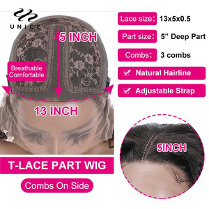 Unice Hair Natural Wave Bob Wigs Human Hair Short Human Hair T Part Lace Wig 13x5x1 Lace Part Wig Natural Wavy Hair for Women