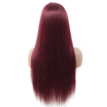 Load image into Gallery viewer, ISEE Hair Wig Colored Lace Front Wigs Malaysian Straight Chocolate Brown Human Hair Reddish Brown Lace Closure Wigs 99j Burgundy
