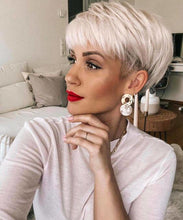 Load image into Gallery viewer, BeiSDWig Mixed Synthetic Wigs for Black/White Women Short Green Hair Wig Heat Reistant Hairstyles for Women Haircuts
