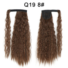 Load image into Gallery viewer, Corn Wavy Long Ponytail Synthetic Hairpiece Wrap Clip On Hair Extensions Ombre Brown Pony Tail Blonde Fack Hair

