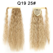 Load image into Gallery viewer, Corn Wavy Long Ponytail Synthetic Hairpiece Wrap Clip On Hair Extensions Ombre Brown Pony Tail Blonde Fack Hair
