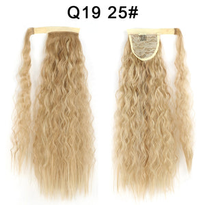 Corn Wavy Long Ponytail Synthetic Hairpiece Wrap Clip On Hair Extensions Ombre Brown Pony Tail Blonde Fack Hair