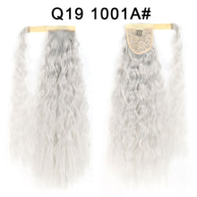 Load image into Gallery viewer, Corn Wavy Long Ponytail Synthetic Hairpiece Wrap Clip On Hair Extensions Ombre Brown Pony Tail Blonde Fack Hair
