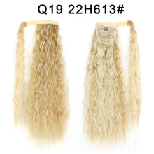 Load image into Gallery viewer, Corn Wavy Long Ponytail Synthetic Hairpiece Wrap Clip On Hair Extensions Ombre Brown Pony Tail Blonde Fack Hair
