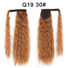 Load image into Gallery viewer, Corn Wavy Long Ponytail Synthetic Hairpiece Wrap Clip On Hair Extensions Ombre Brown Pony Tail Blonde Fack Hair
