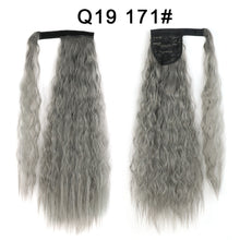Load image into Gallery viewer, Corn Wavy Long Ponytail Synthetic Hairpiece Wrap Clip On Hair Extensions Ombre Brown Pony Tail Blonde Fack Hair
