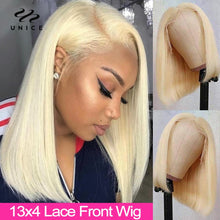 Load image into Gallery viewer, UNice Hair 4x4 Bob Closure Wig Brazilian 613 Lace Frontal Wig 13x4 Blonde Lace Front Wig Human Hair Short Ombre 99J Bob Wig
