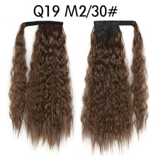 Load image into Gallery viewer, Corn Wavy Long Ponytail Synthetic Hairpiece Wrap Clip On Hair Extensions Ombre Brown Pony Tail Blonde Fack Hair
