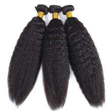 Load image into Gallery viewer, Human Hair Kinky Straight Bundles 1/3pcs Brazilian Hair Bundles Human Hair Weaving Yaki Straight Hair Long Thick Hair Bundles
