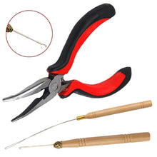 Load image into Gallery viewer, Multi Functional Tool Full Kit DIY Home Beads Styling  Micro Rings Hair Extensions Plier Pulling Loop Hook Needle Feather
