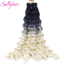 Load image into Gallery viewer, Sallyhair Synthetic Crochet Hair Deep Wave Braiding 22inch Crochet Braids Black Blue Color Bulk Hair Afro Curly Hair Extensions
