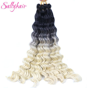 Sallyhair Synthetic Crochet Hair Deep Wave Braiding 22inch Crochet Braids Black Blue Color Bulk Hair Afro Curly Hair Extensions