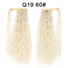 Load image into Gallery viewer, Corn Wavy Long Ponytail Synthetic Hairpiece Wrap Clip On Hair Extensions Ombre Brown Pony Tail Blonde Fack Hair
