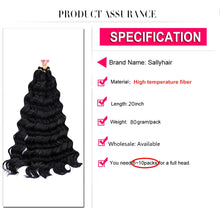 Load image into Gallery viewer, Sallyhair Synthetic Crochet Hair Deep Wave Braiding 22inch Crochet Braids Black Blue Color Bulk Hair Afro Curly Hair Extensions
