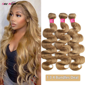 #27 Honey Blonde Bundles Body Wave Bundles Remy Human Hair Extensions Brown  Brazilian 100% Human Hair Weave Bundles 1 3 4 PCS