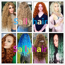 Load image into Gallery viewer, Sallyhair Synthetic Crochet Hair Deep Wave Braiding 22inch Crochet Braids Black Blue Color Bulk Hair Afro Curly Hair Extensions
