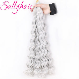 Sallyhair Synthetic Crochet Hair Deep Wave Braiding 22inch Crochet Braids Black Blue Color Bulk Hair Afro Curly Hair Extensions