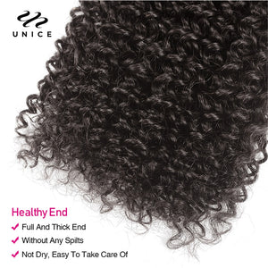 UNice Hair Brazilian Kinky Curly 8&quot;-26&quot; Remy Hair 1/3/4 Bundles 100% Human Hair Extensions Natural Color